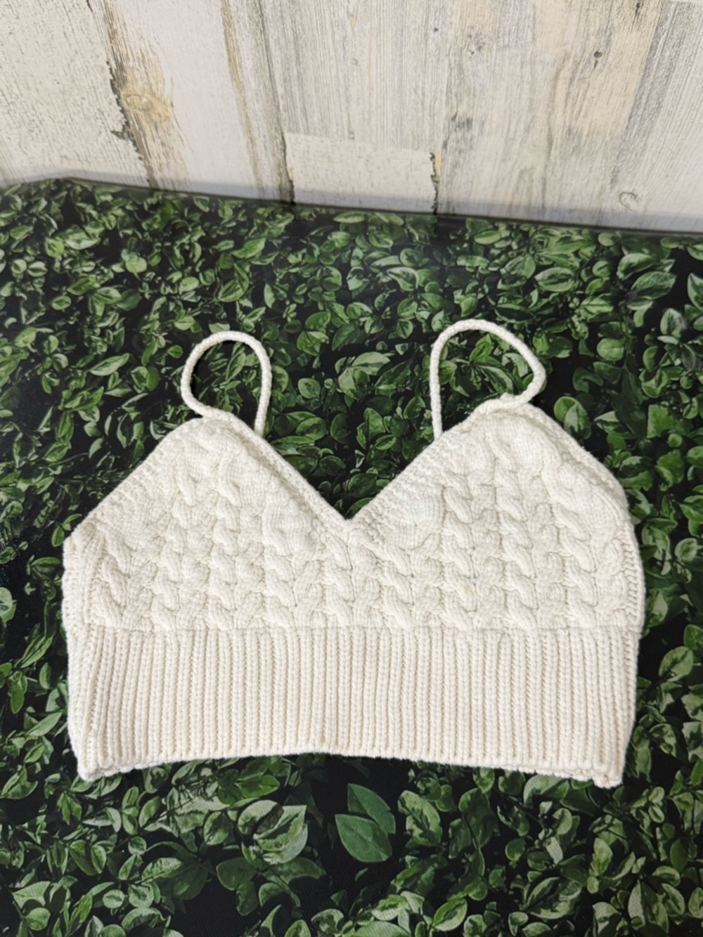 Boho Top Cable-Knit Spaghetti Strap Crop Top